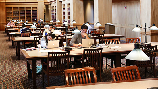 Law students study in the library at Suffolk University.