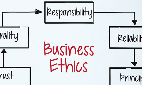 Whiteboard showing flowchart of ethics principles