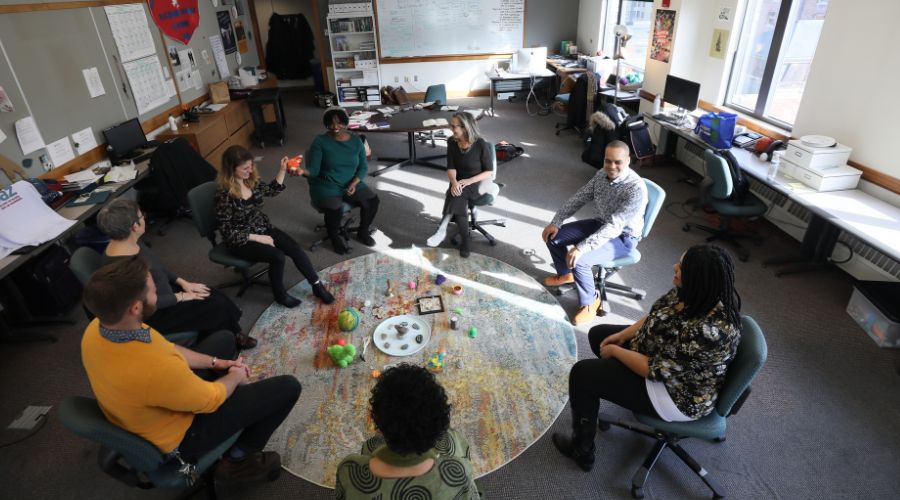 People sitting around a circle