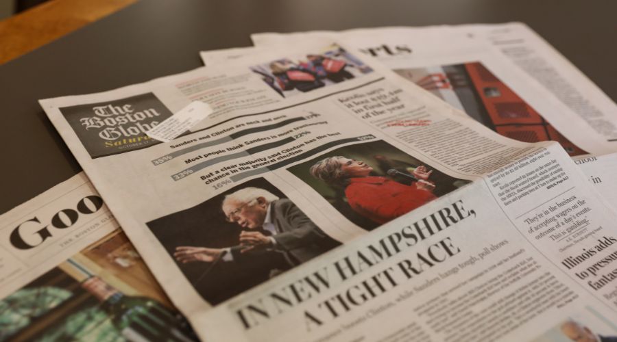 Newspapers on a table