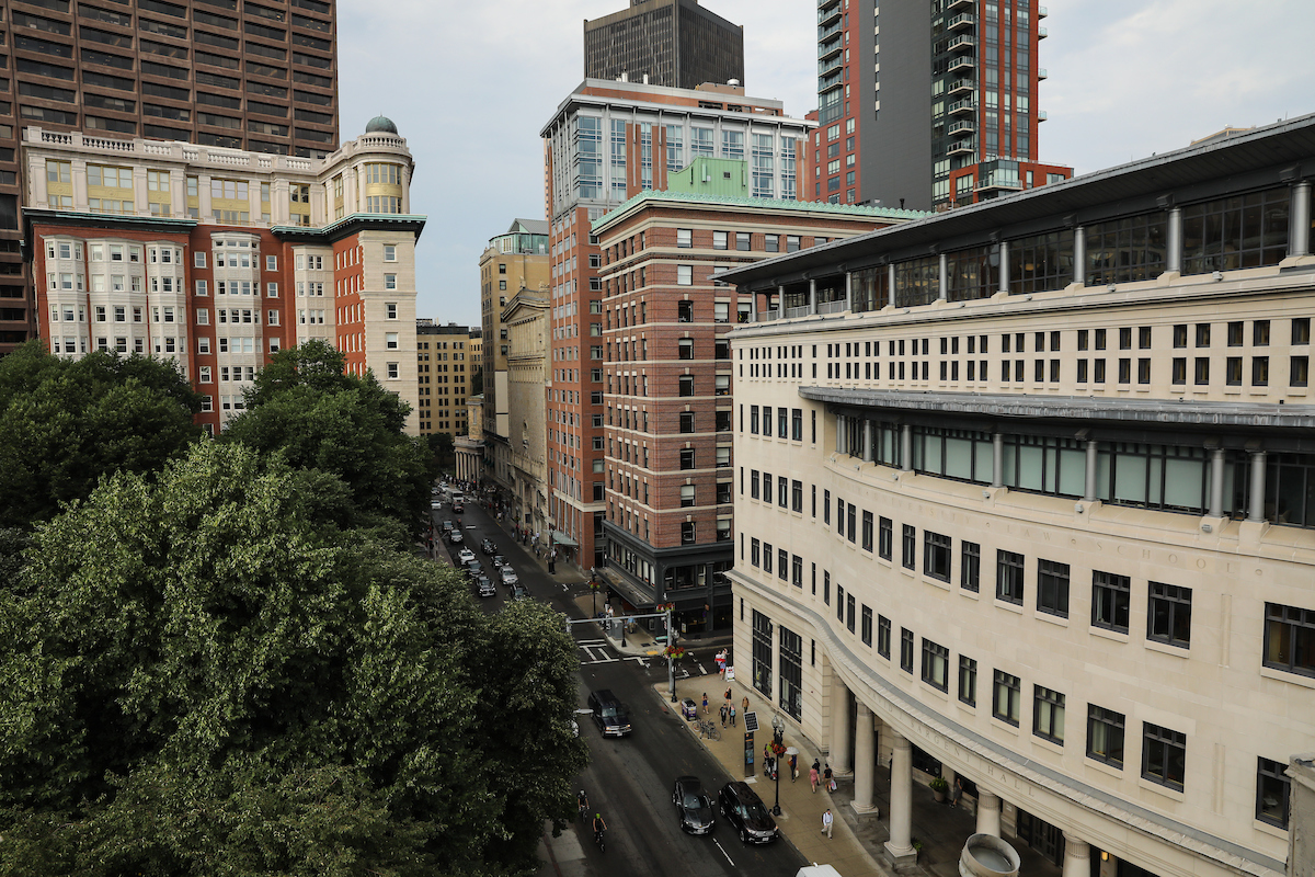 Suffolk photographer climbs up into the steeple of the Park Street Church in Boston