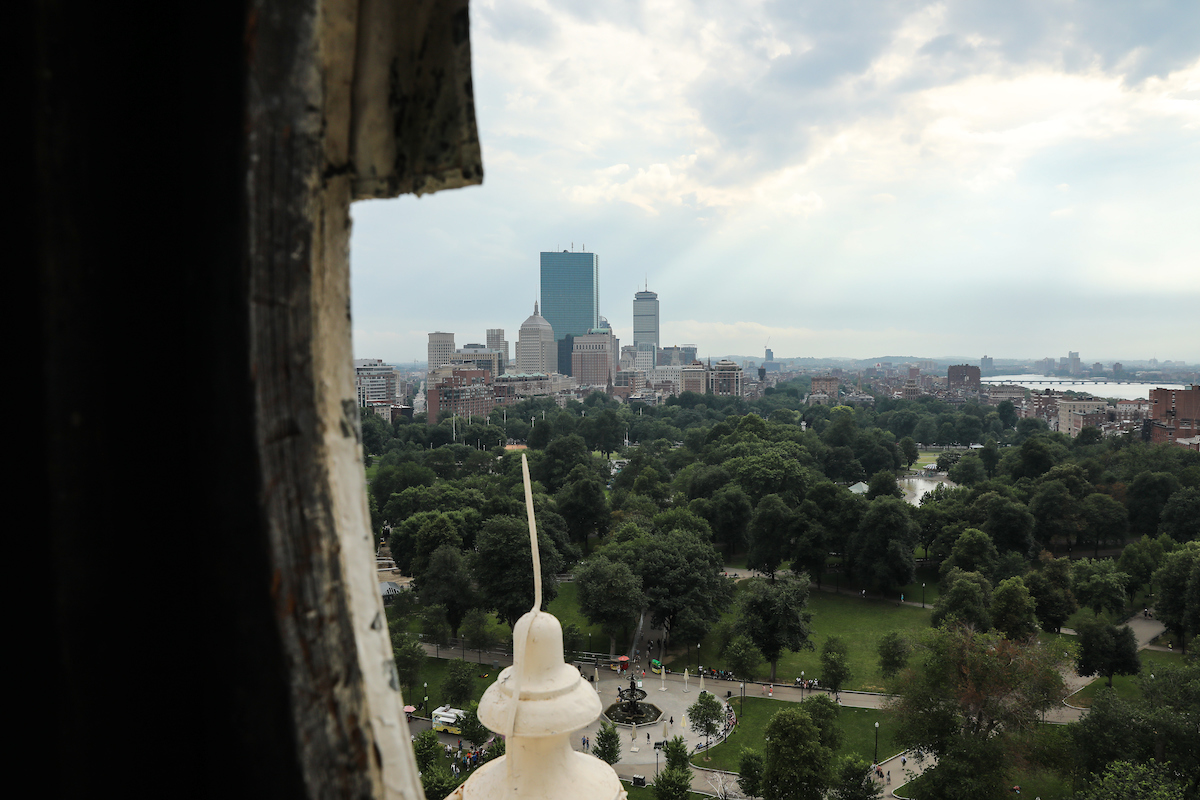 Suffolk photographer climbs up into the steeple of the Park Street Church in Boston