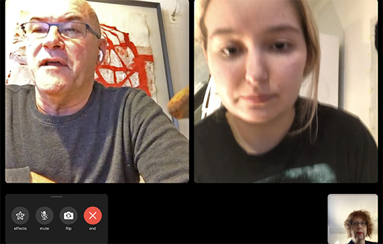 Computer screen shot of chat among professors and student