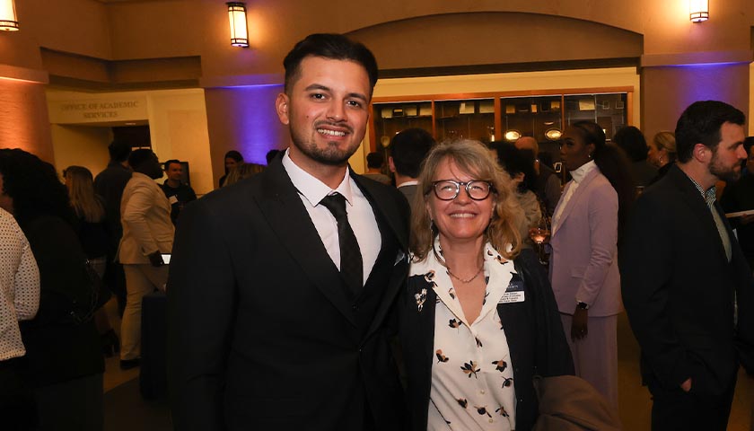 Honoree Matheus Fonseca, BSBA ’23, catches up with Professor Jodi Detjen