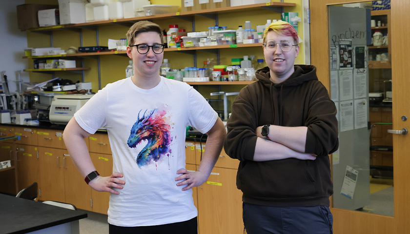 Twins Hayden and Sklar Rungren in their Suffolk biochemistry lab