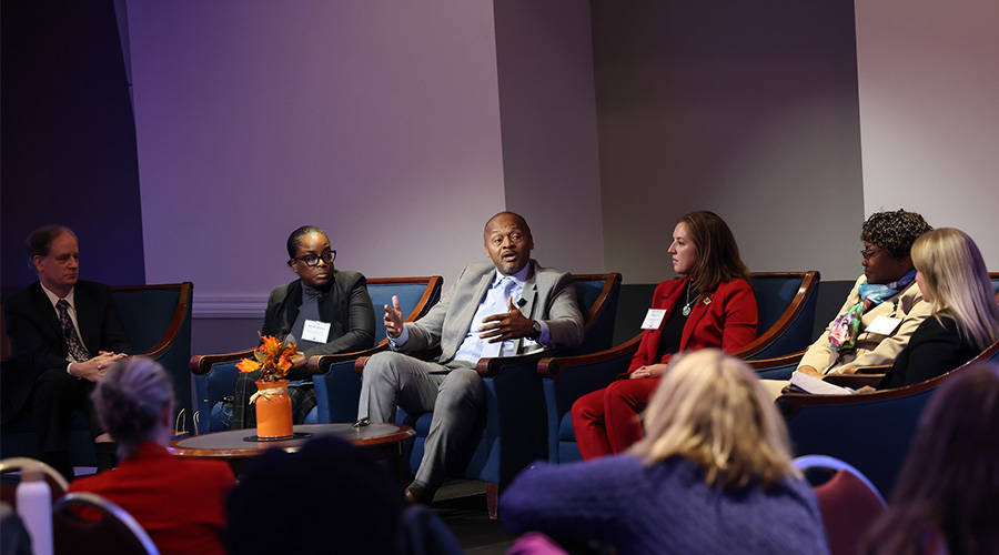 Panliests on the dais at the 2024 Moakley Breakfast