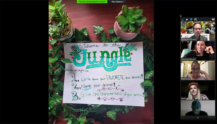 Hand-lettered writing prompt titled Jungle