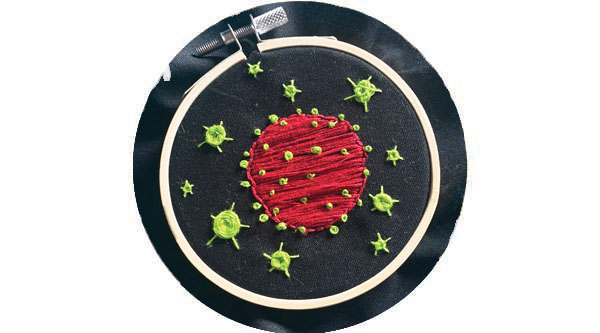 Embroidered coronavirus