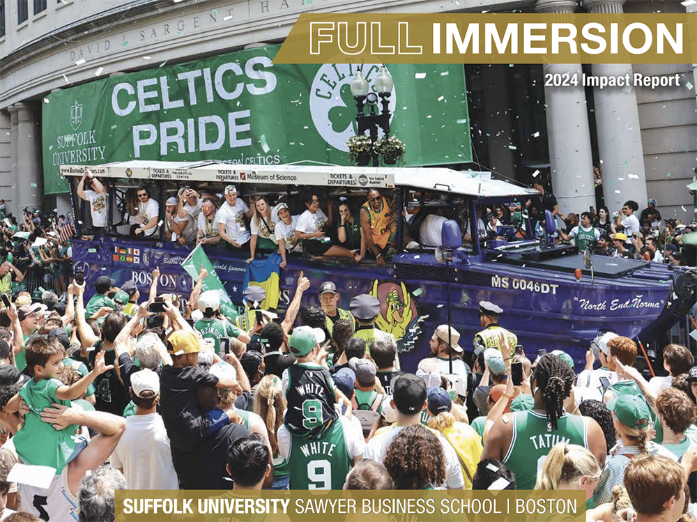 Suffolk University's Sawyer Business School's 2024 Impact Report Cover Image