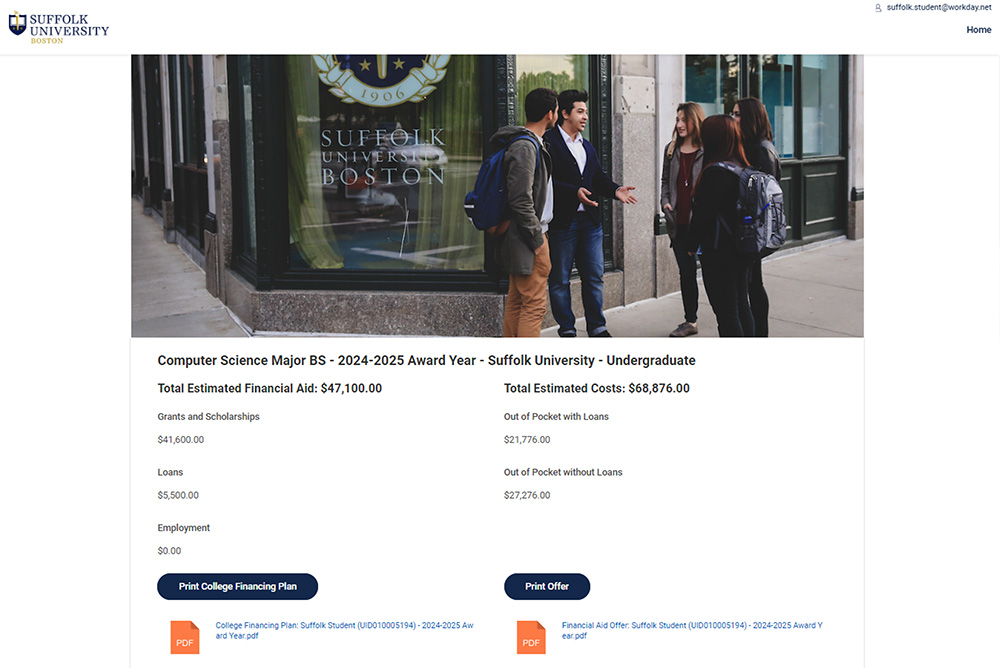 A screenshot from within Workday Student showing action items